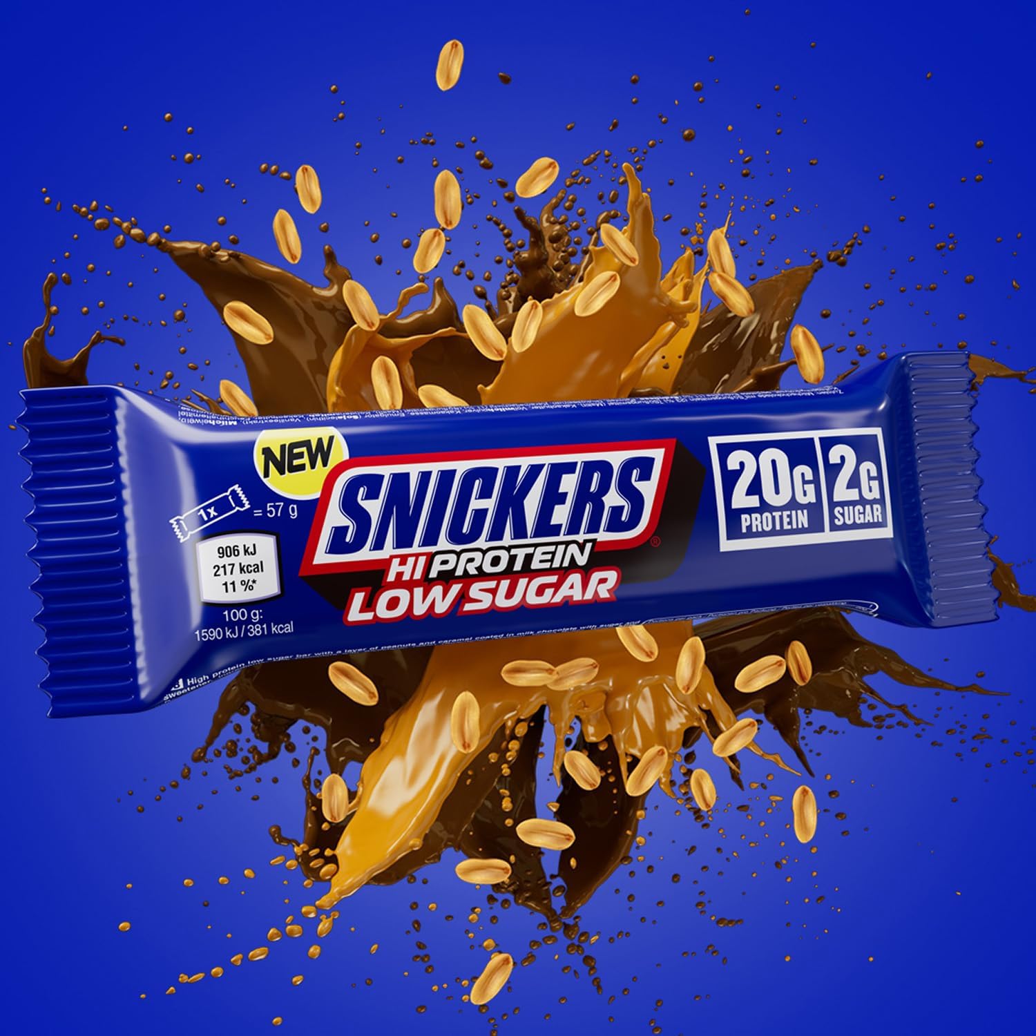 Snickers Milk Chocolate Hi-Protein Low Sugar Bar 57g - Box of 12