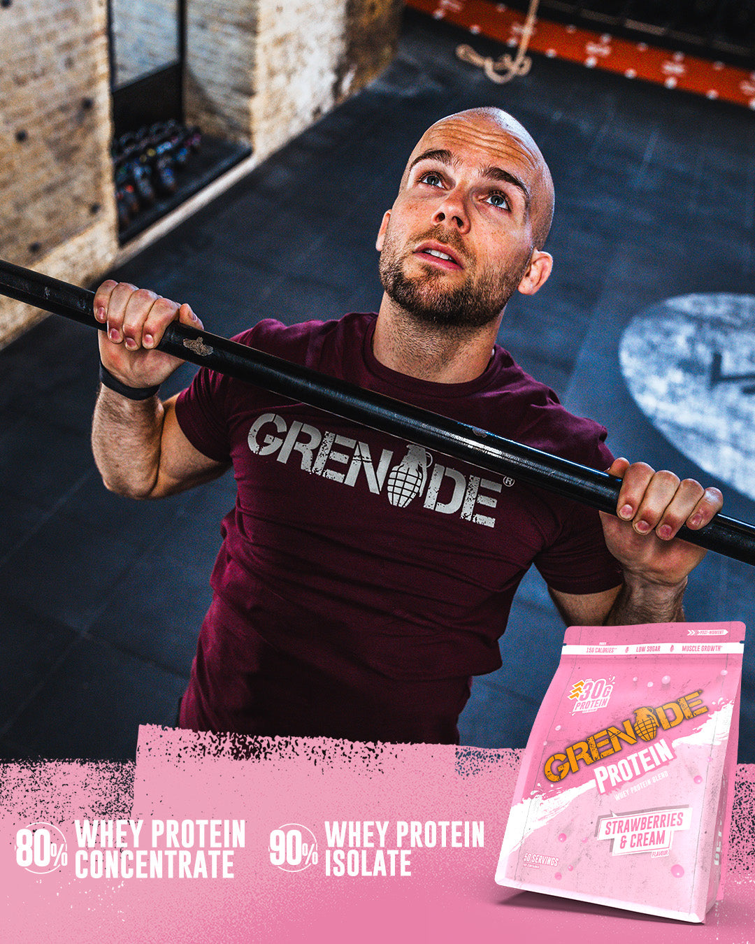 Grenade Strawberries & Cream Protein Powder 2kg (50 Servings)