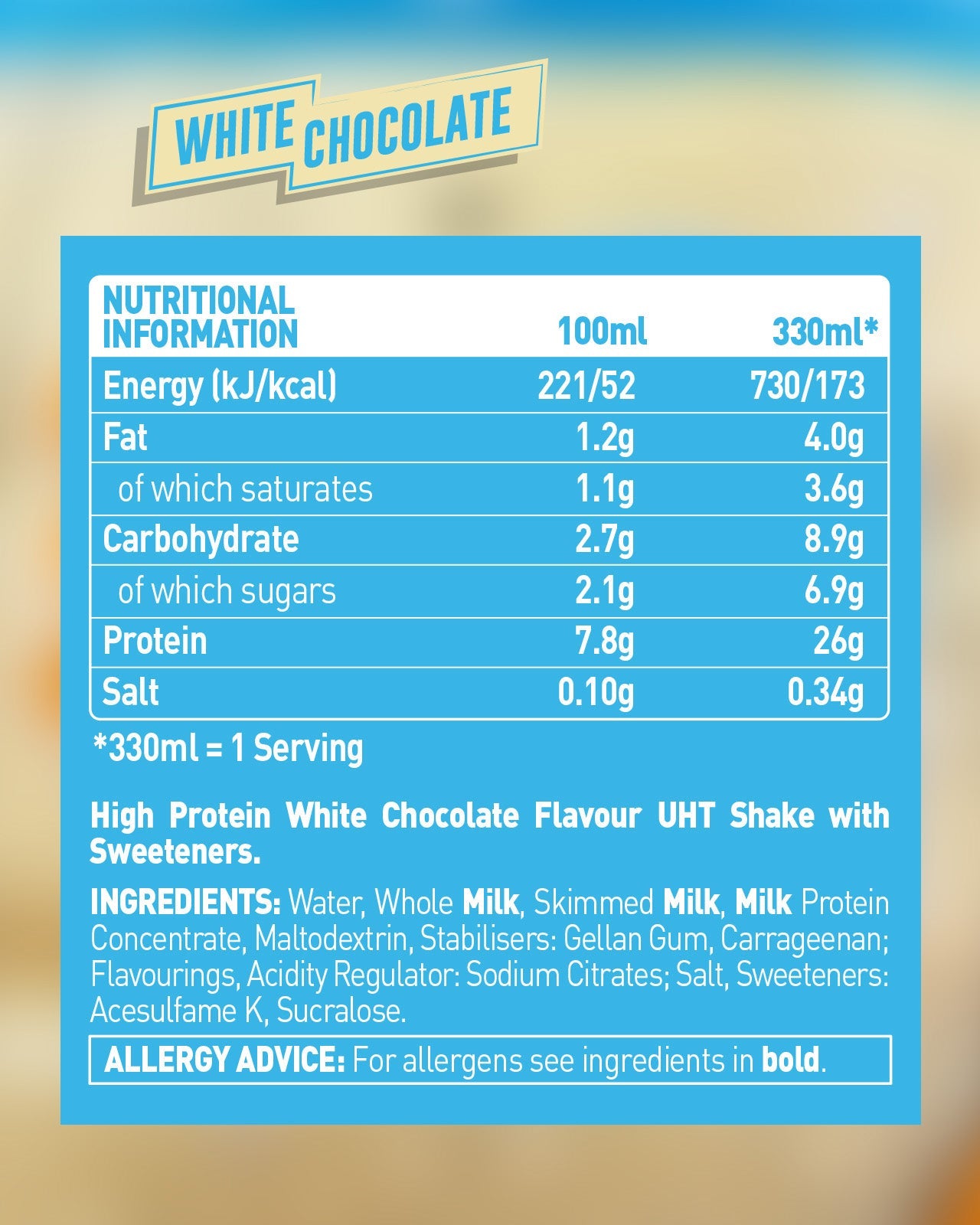 Grenade White Chocolate High Protein Shake 330ml - Case of 8